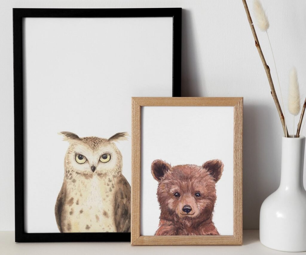 Woodland nursery prints, set of 2 Prints, Woodland Nursery decor, Nursery wall art, Baby Animal prints for nursery