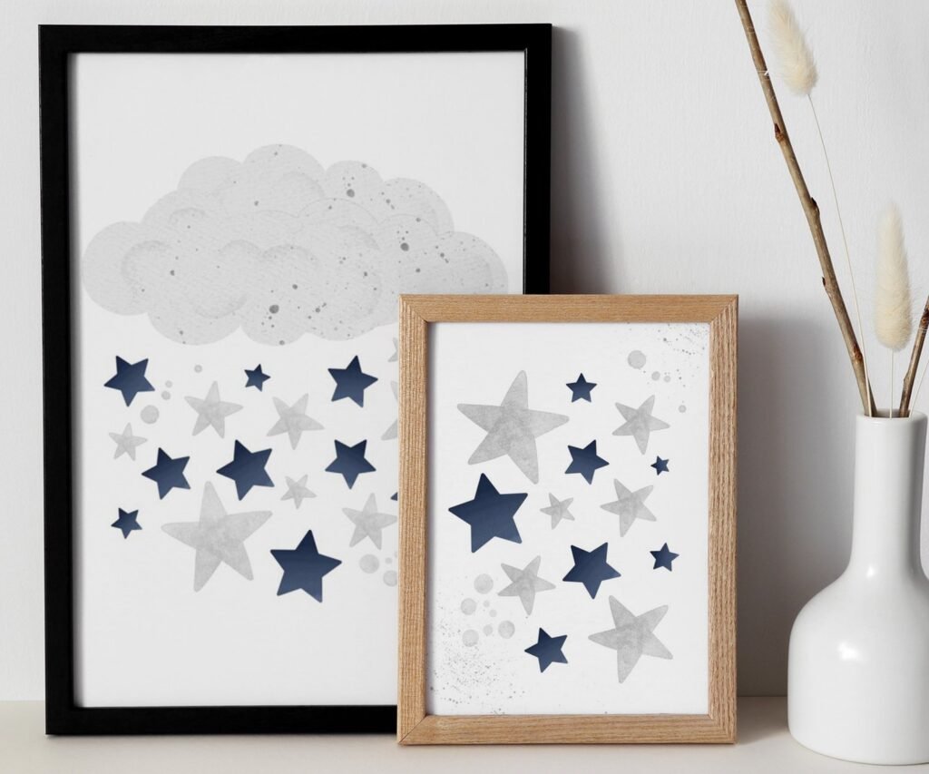 Nursery decor boy elephant, nursery wall art boy set of 2