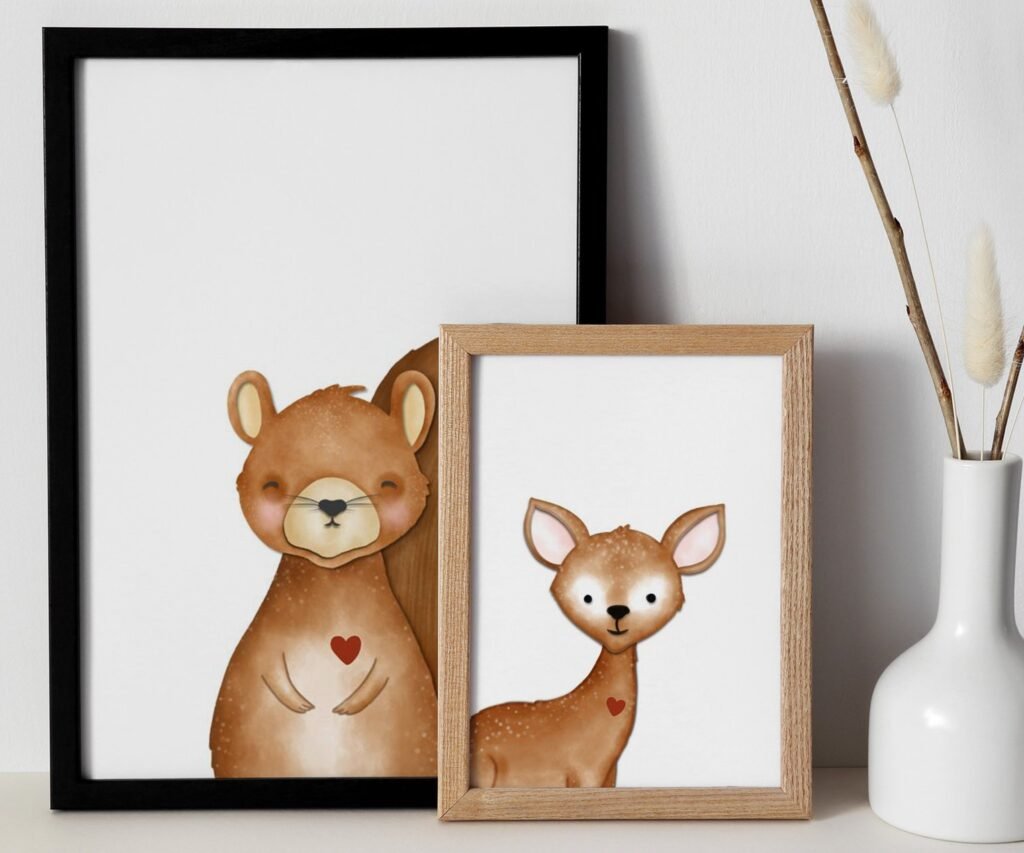 Woodland Nursery Art Prints, set of 2, Woodland Nursery Decor, Nursery Prints, Nursery Wall Art, Nursery Decor, Forest Nursery, boys art