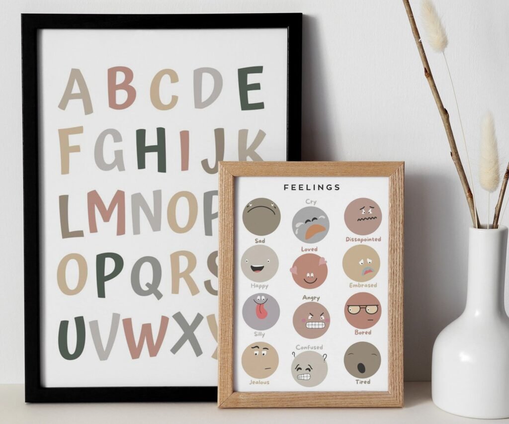 Feeling ,ABC, shape, month of the year, Educational Posters, Homeschool Prints, Montessori Classroom set of 2