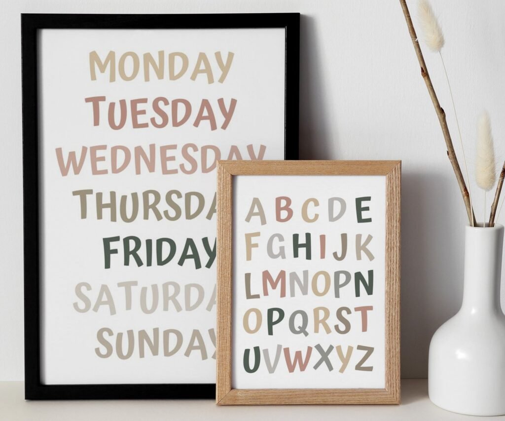 Feeling ,ABC, shape, month of the year, Educational Posters, Homeschool Prints, Montessori Classroom set of 2