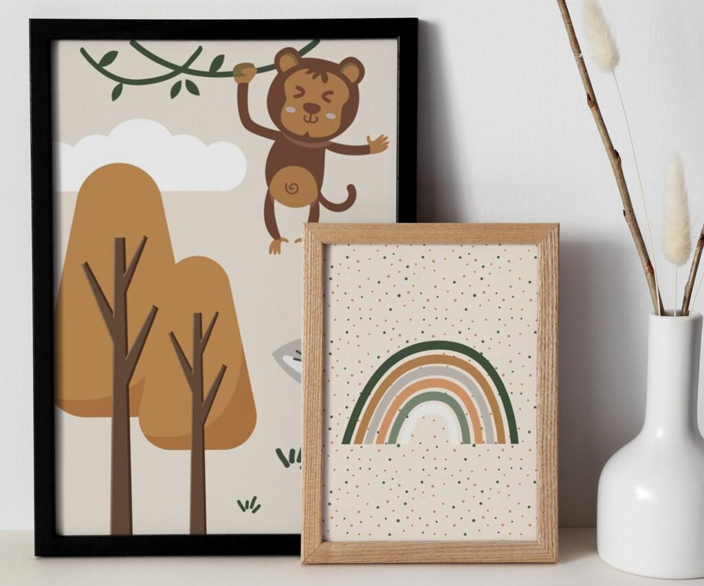 Nursery Wall Prints, set of 2 Safari, Boho Nursery Prints, Green Nursery Prints, Boho Nursery Wall Art, Nursery Decor, Set of Nursery Prints, Safari