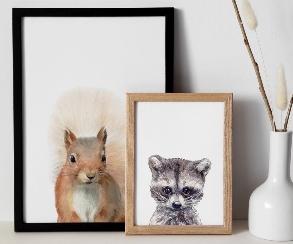 Woodland nursery prints, set of 2 Prints, Woodland Nursery decor, Nursery wall art, Baby Animal prints for nursery
