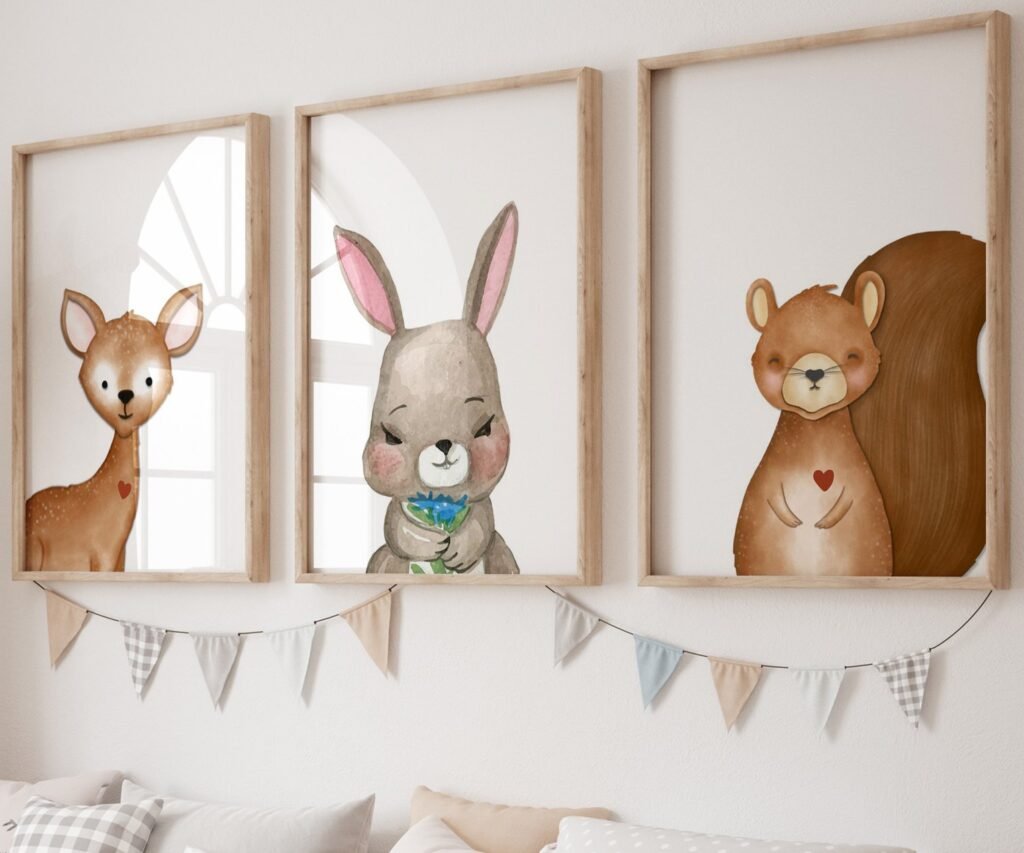 Woodland Nursery Art Prints, set of 3, Woodland Nursery Decor, Nursery Prints, Nursery Wall Art, Nursery Decor, Forest Nursery, boys art