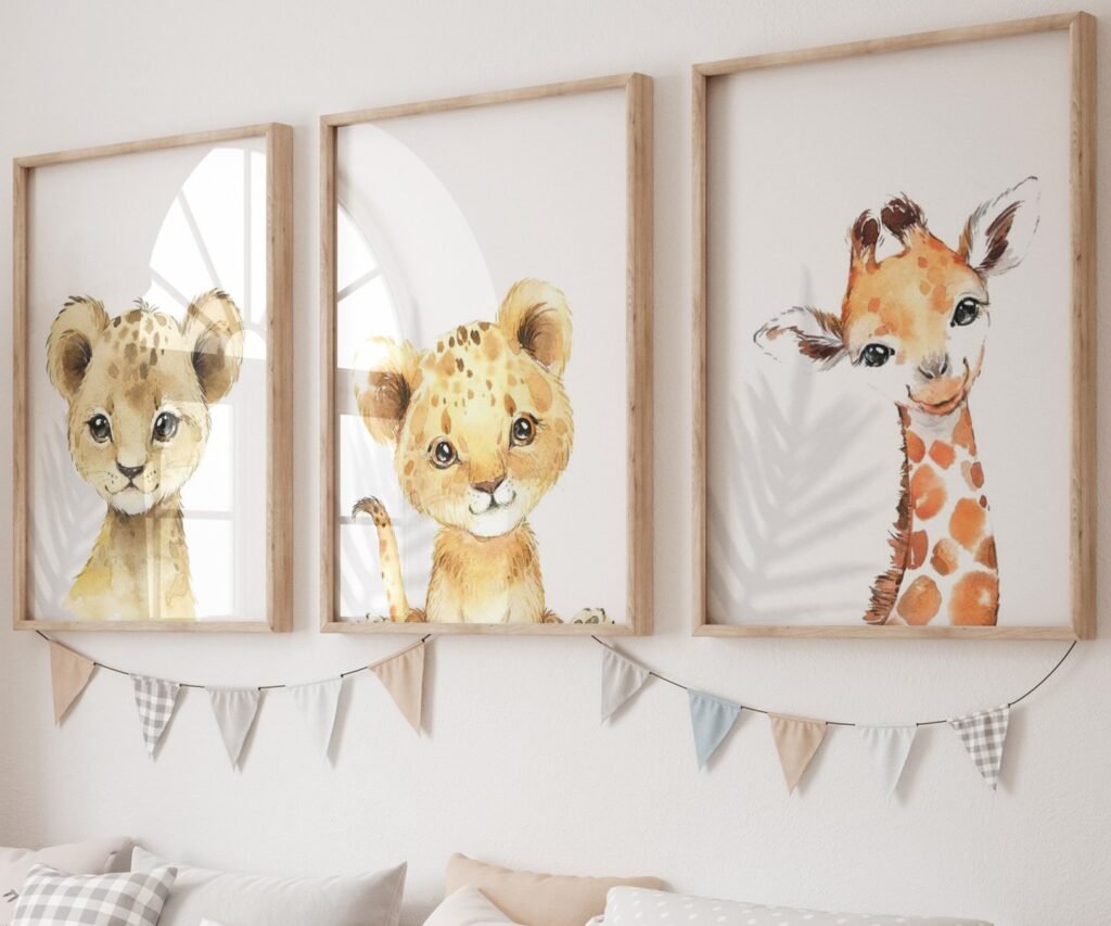 set of 3 Safari baby animal prints, Safari Animal prints, Watercolor animal prints, Safari nursery decor , Safari Jungle animals, Baby nursery