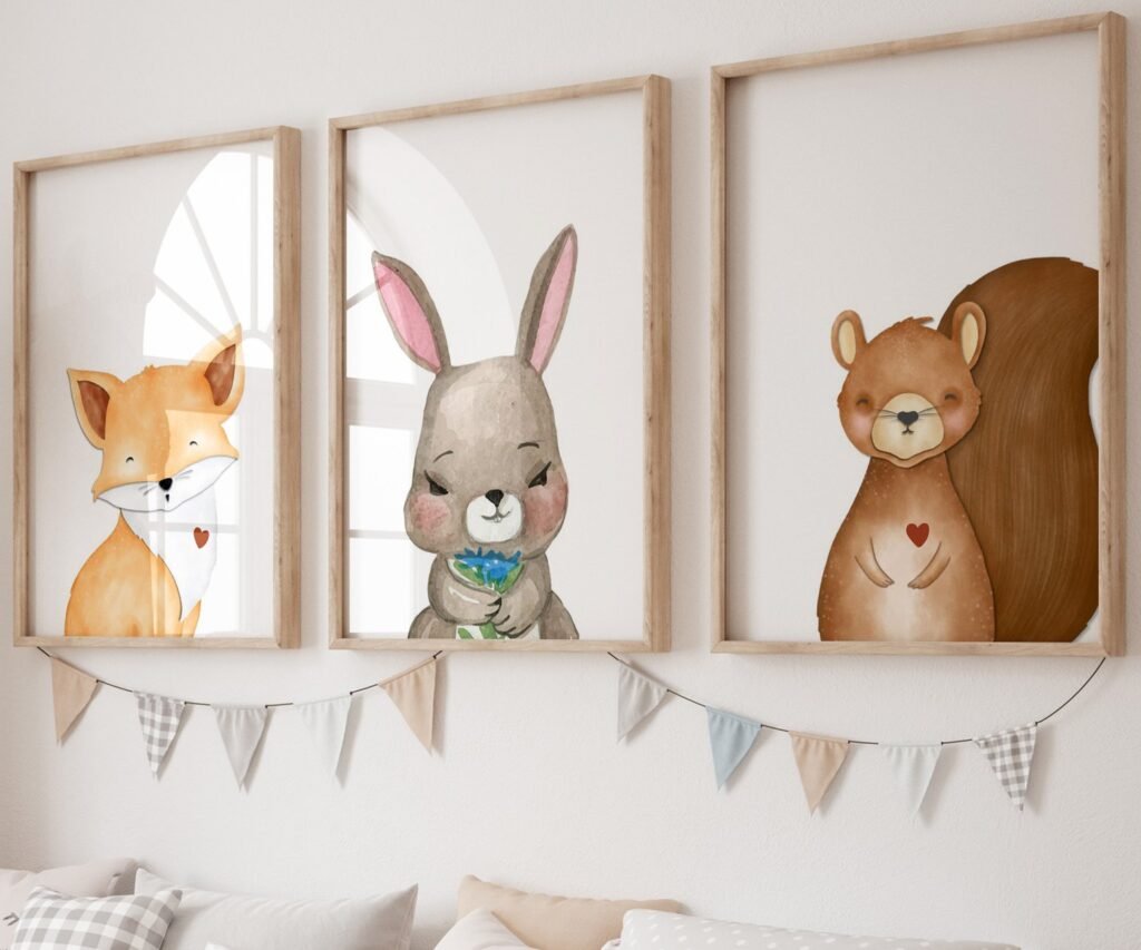 Woodland Nursery Art Prints, set of 3, Woodland Nursery Decor, Nursery Prints, Nursery Wall Art, Nursery Decor, Forest Nursery, boys art