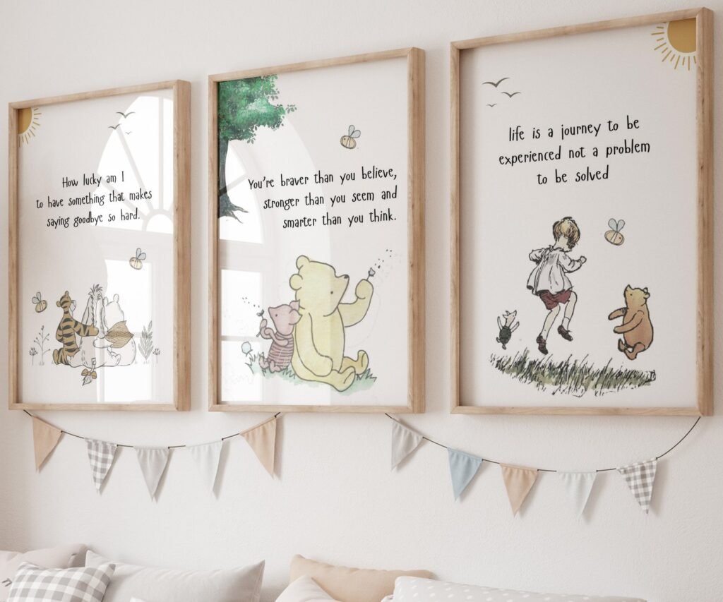 kids Quote Winnie the Pooh, set of 3