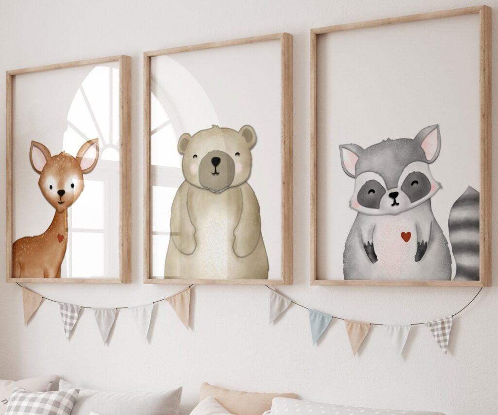 Woodland Nursery Art Prints, set of 3, Woodland Nursery Decor, Nursery Prints, Nursery Wall Art, Nursery Decor, Forest Nursery, boys art