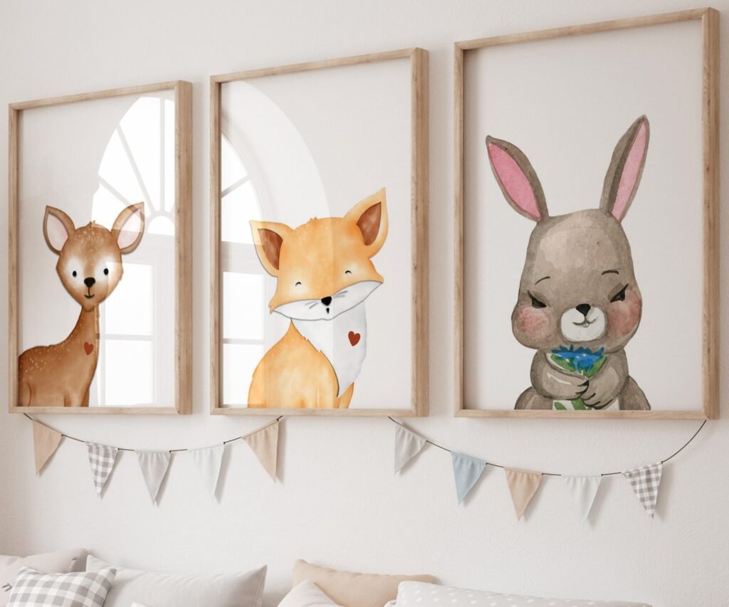 Woodland Nursery Art Prints, set of 3, Woodland Nursery Decor, Nursery Prints, Nursery Wall Art, Nursery Decor, Forest Nursery, boys art