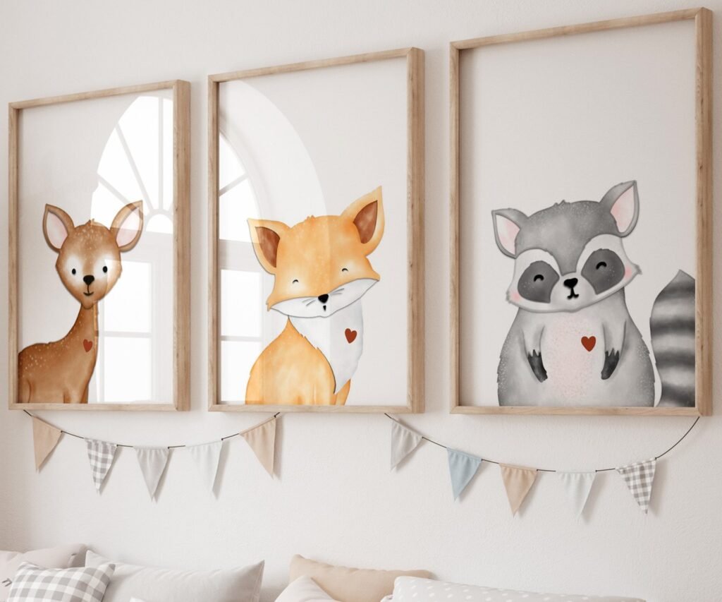 Woodland Nursery Art Prints, set of 3, Woodland Nursery Decor, Nursery Prints, Nursery Wall Art, Nursery Decor, Forest Nursery, boys art