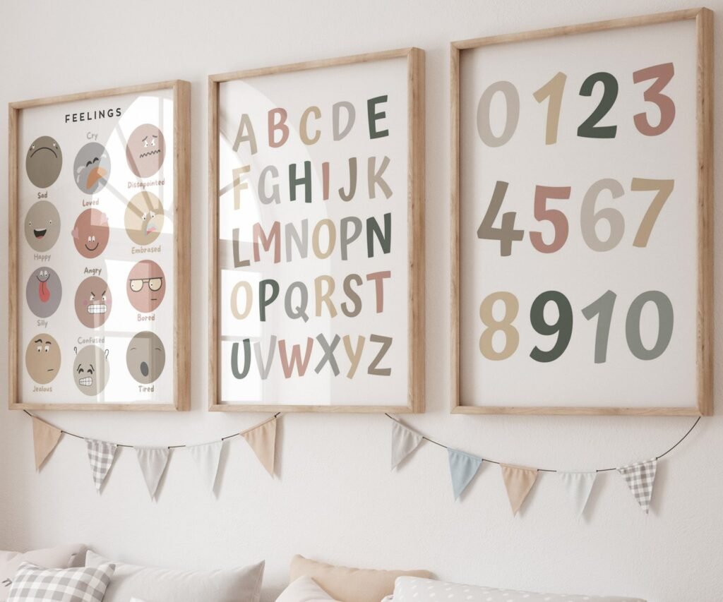 Feeling ,ABC, shape, month of the year, Educational Posters, Homeschool Prints, Montessori Classroom set of 3