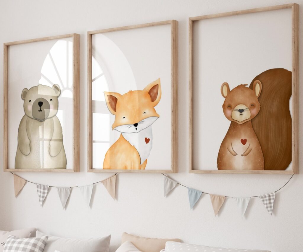 Woodland Nursery Art Prints, set of 3, Woodland Nursery Decor, Nursery Prints, Nursery Wall Art, Nursery Decor, Forest Nursery, boys art