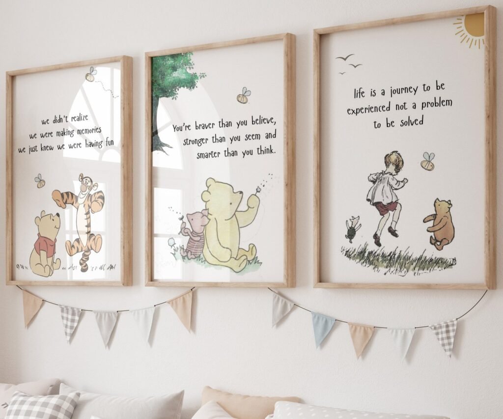 kids Quote Winnie the Pooh, set of 3