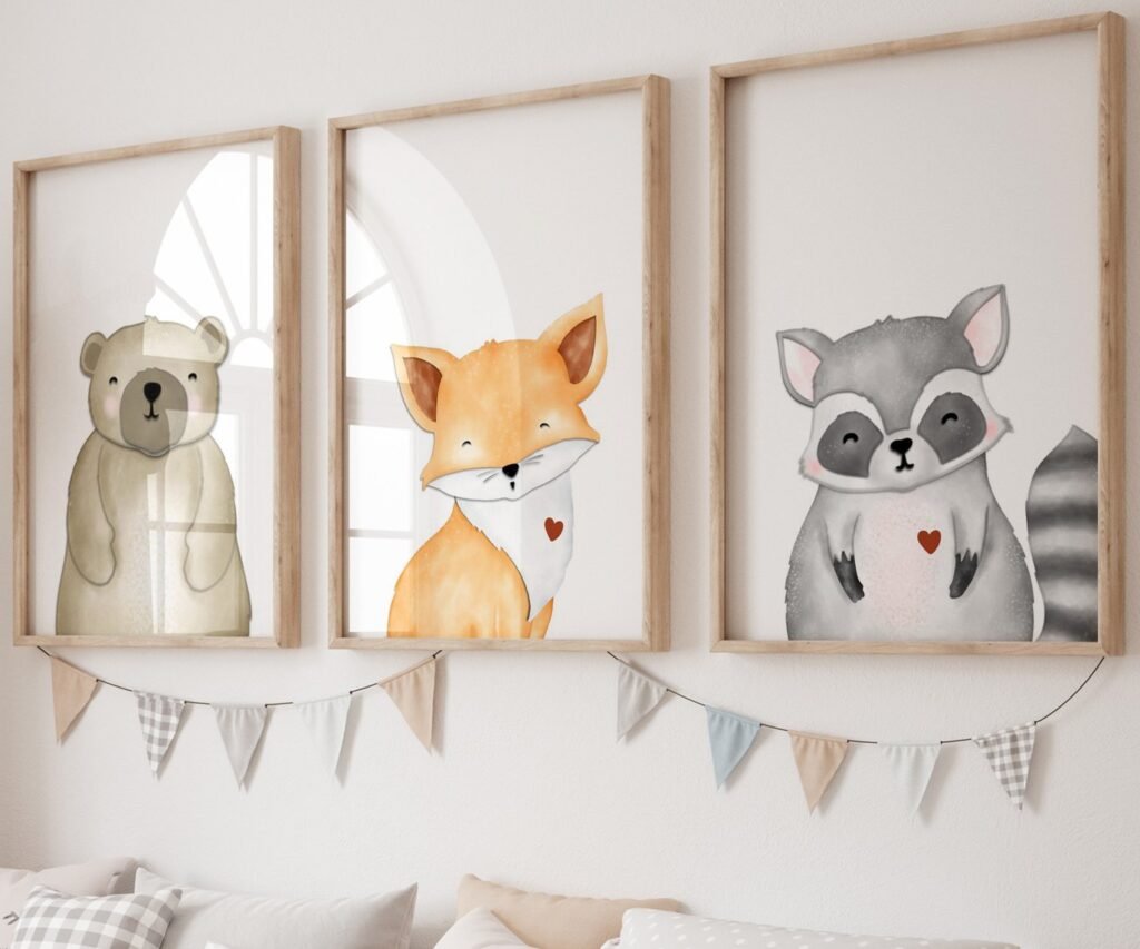 Woodland Nursery Art Prints, set of 3, Woodland Nursery Decor, Nursery Prints, Nursery Wall Art, Nursery Decor, Forest Nursery, boys art