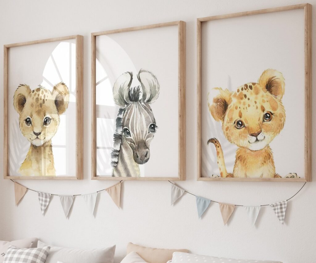 set of 3 Safari baby animal prints, Safari Animal prints, Watercolor animal prints, Safari nursery decor , Safari Jungle animals, Baby nursery
