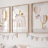 Safari nursery print pink girl elephant giraffe