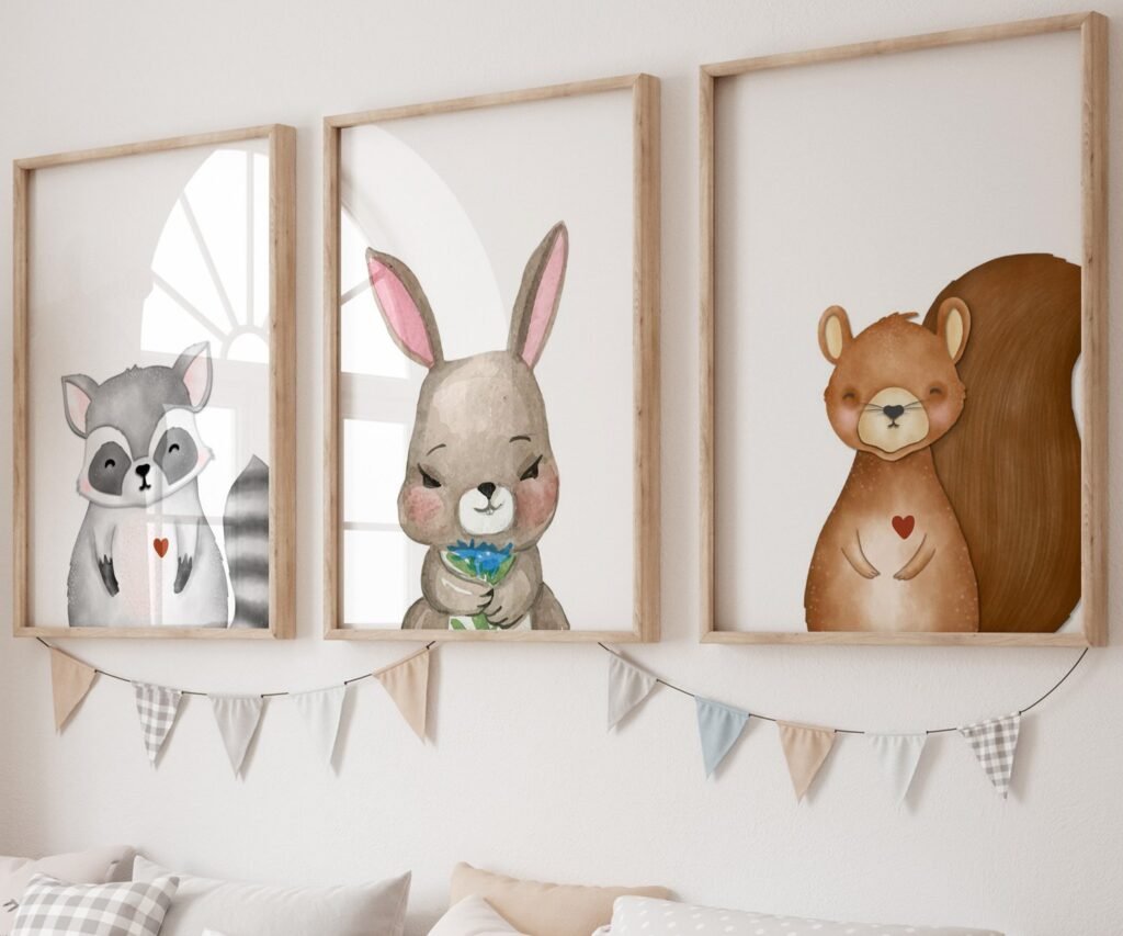Woodland Nursery Art Prints, set of 3, Woodland Nursery Decor, Nursery Prints, Nursery Wall Art, Nursery Decor, Forest Nursery, boys art