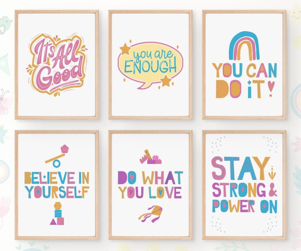 Positive kids Affirmations multiolors set of 6