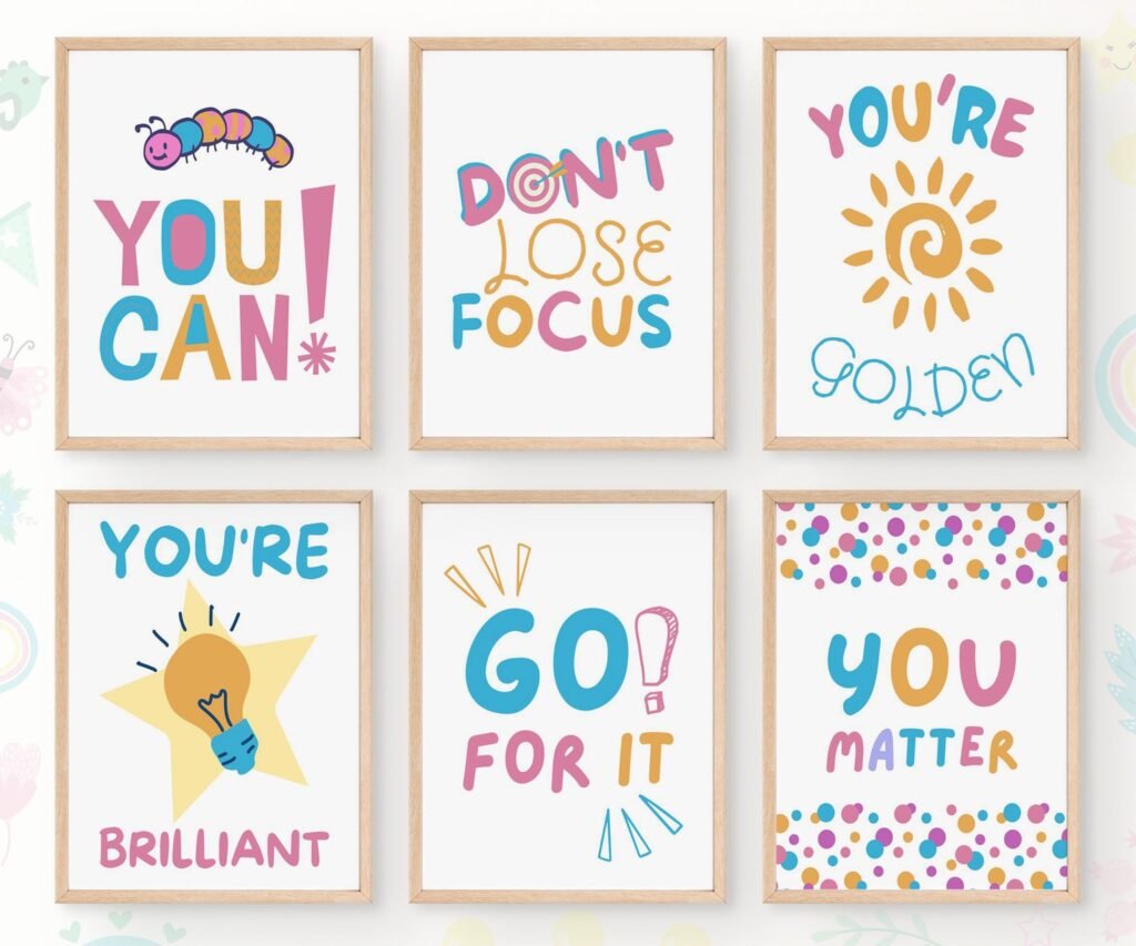 You Can, kids Positive Affirmations, set of 6