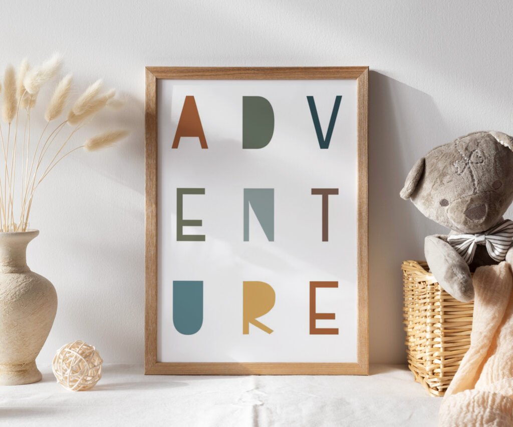 Adventure Kids Room Prints set of 1 Adventure Nursery Wall Art Mountain Scene Art Neutral Kids Room Art Neutral Nursery Decor