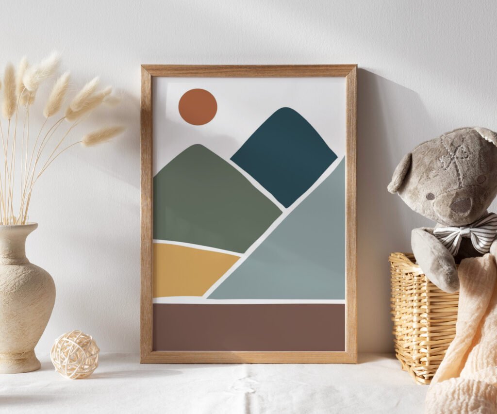Adventure Kids Room Prints set of 1 Adventure Nursery Wall Art Mountain Scene Art Neutral Kids Room Art Neutral Nursery Decor