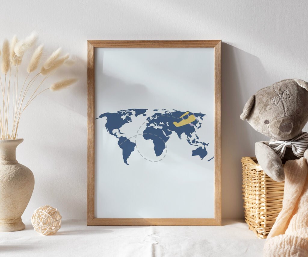 Adventure nursery decor, Nursery decor boy mountains adventure, nursery decor boy airplane, world map nursery, adventure awaits set of 1