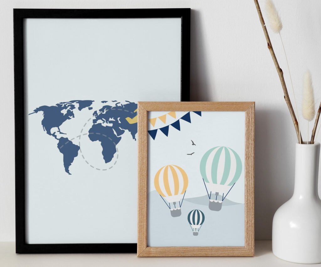Adventure nursery decor, Nursery decor boy mountains adventure, nursery decor boy airplane, world map nursery, adventure awaits set of 2