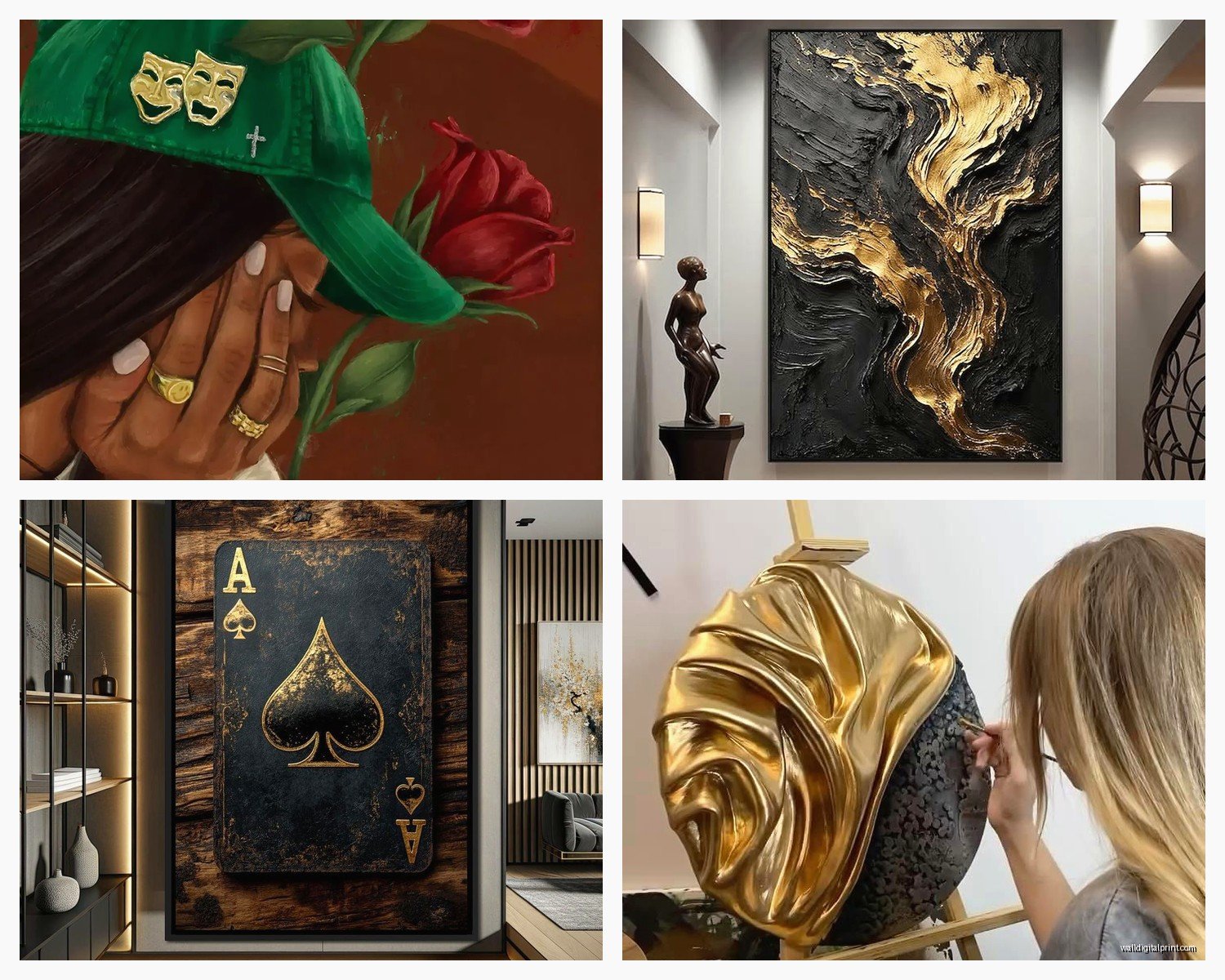 Black and Gold Wall Art: Elegant Luxury Contrast Decor