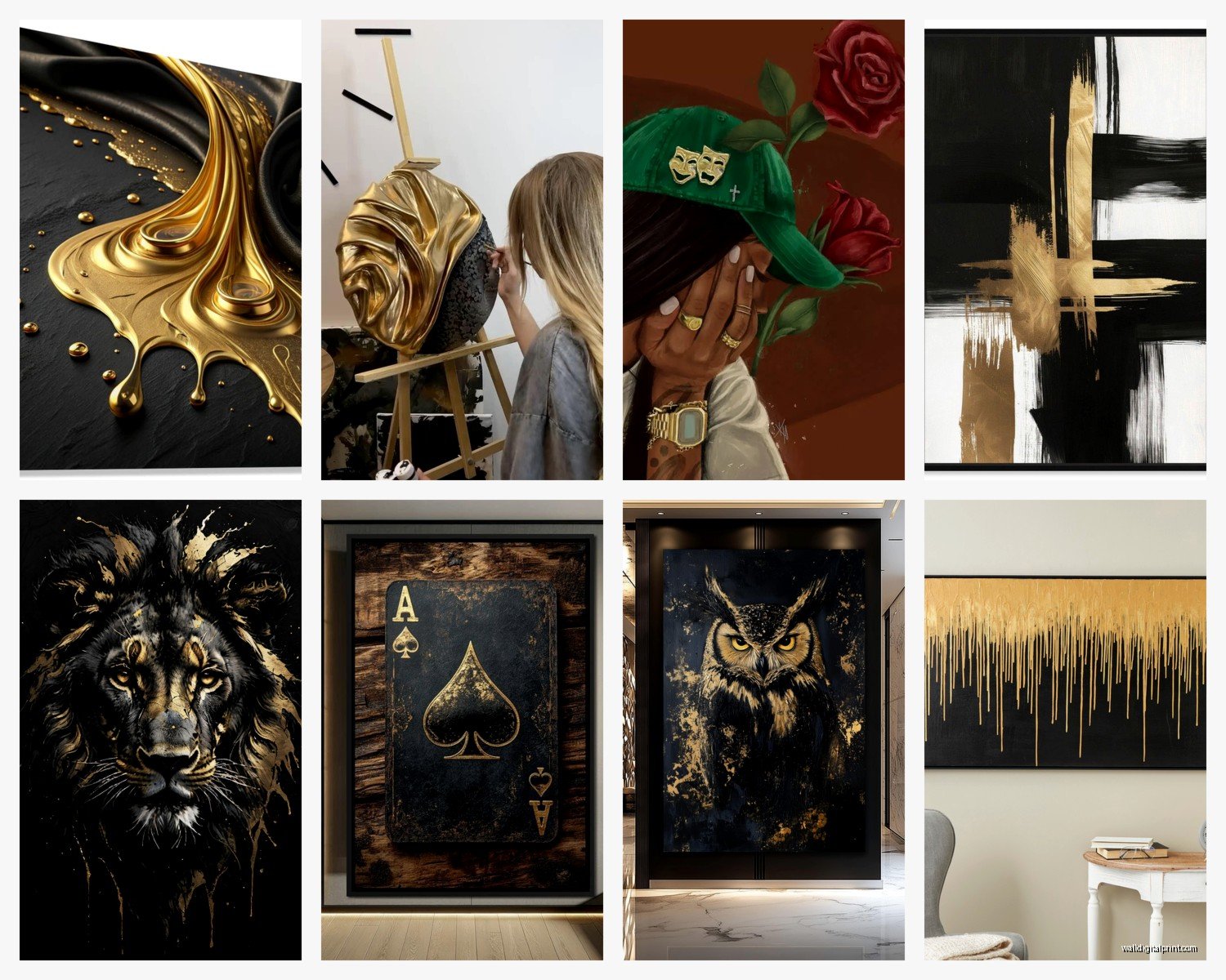 Black Gold Wall Art: Luxe Contrast Metallic Designs