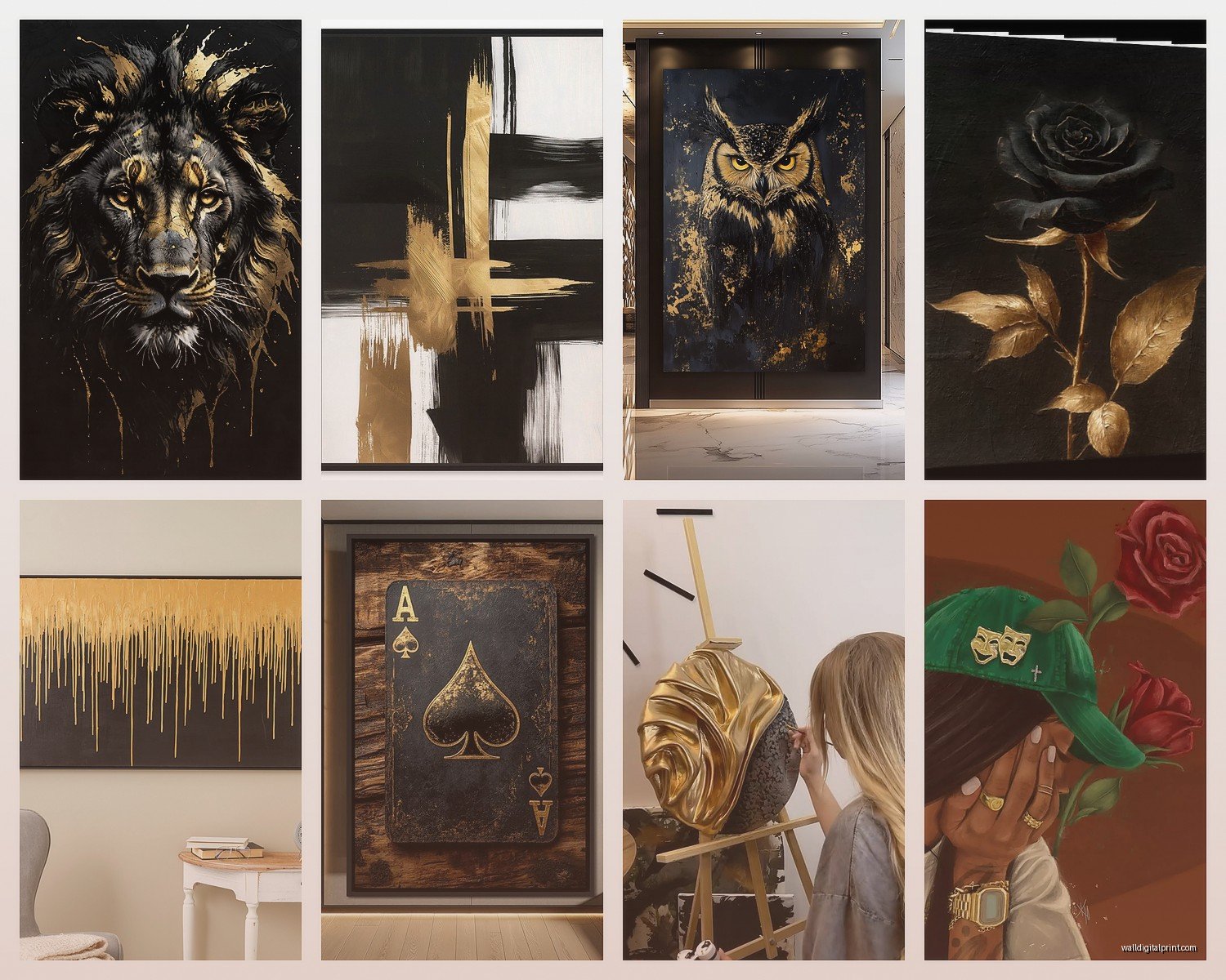 Black Gold Wall Art: Luxe Contrast Metallic Designs