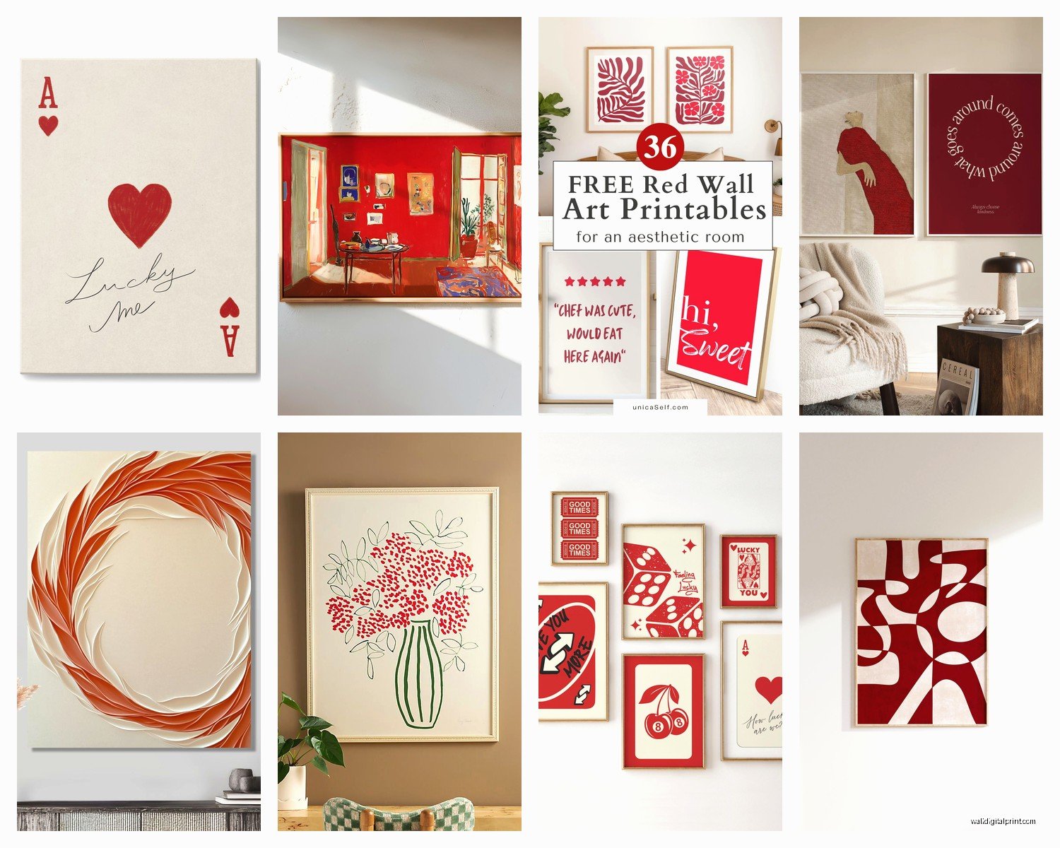 Wall Art with Red Accents: Pops of Color Design