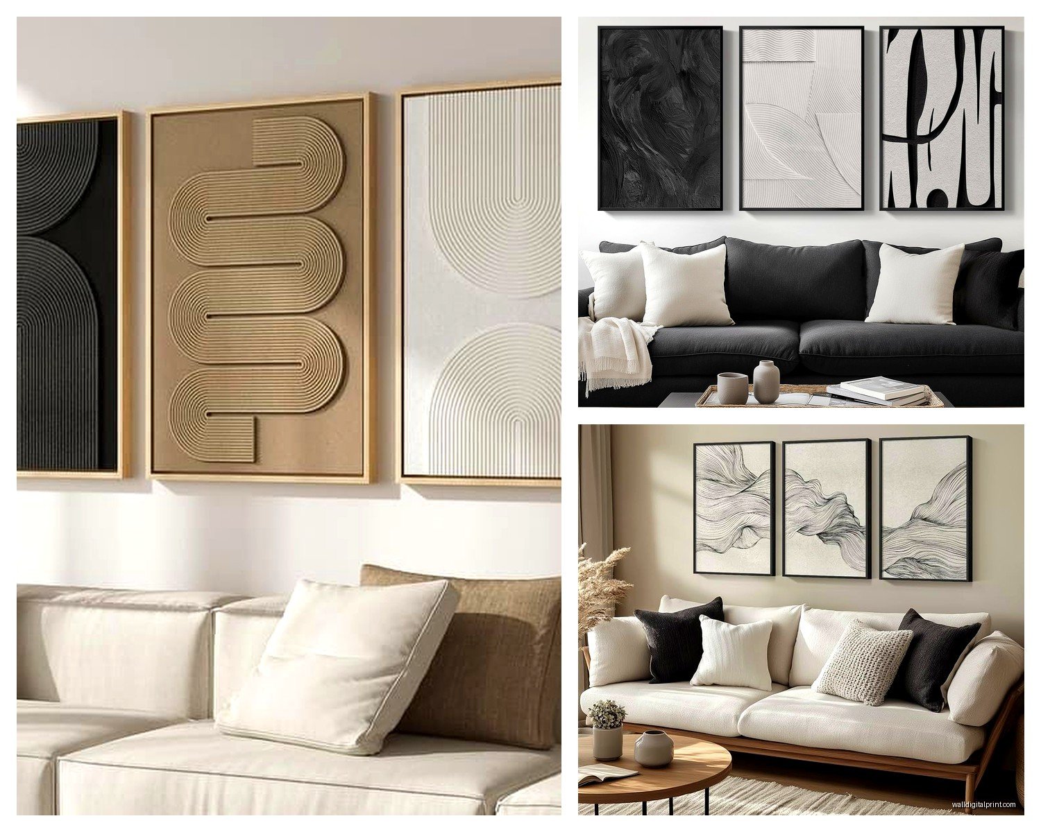 3 Piece Wall Art Black and White: Monochrome Triptych