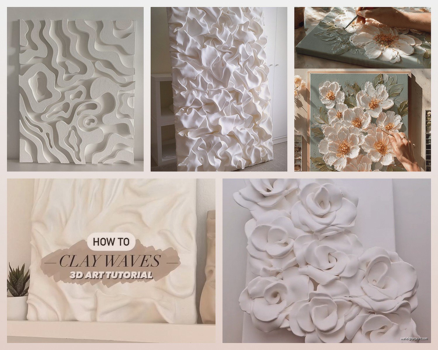 3D Plaster Wall Art: Raised Relief Sculptural Designs