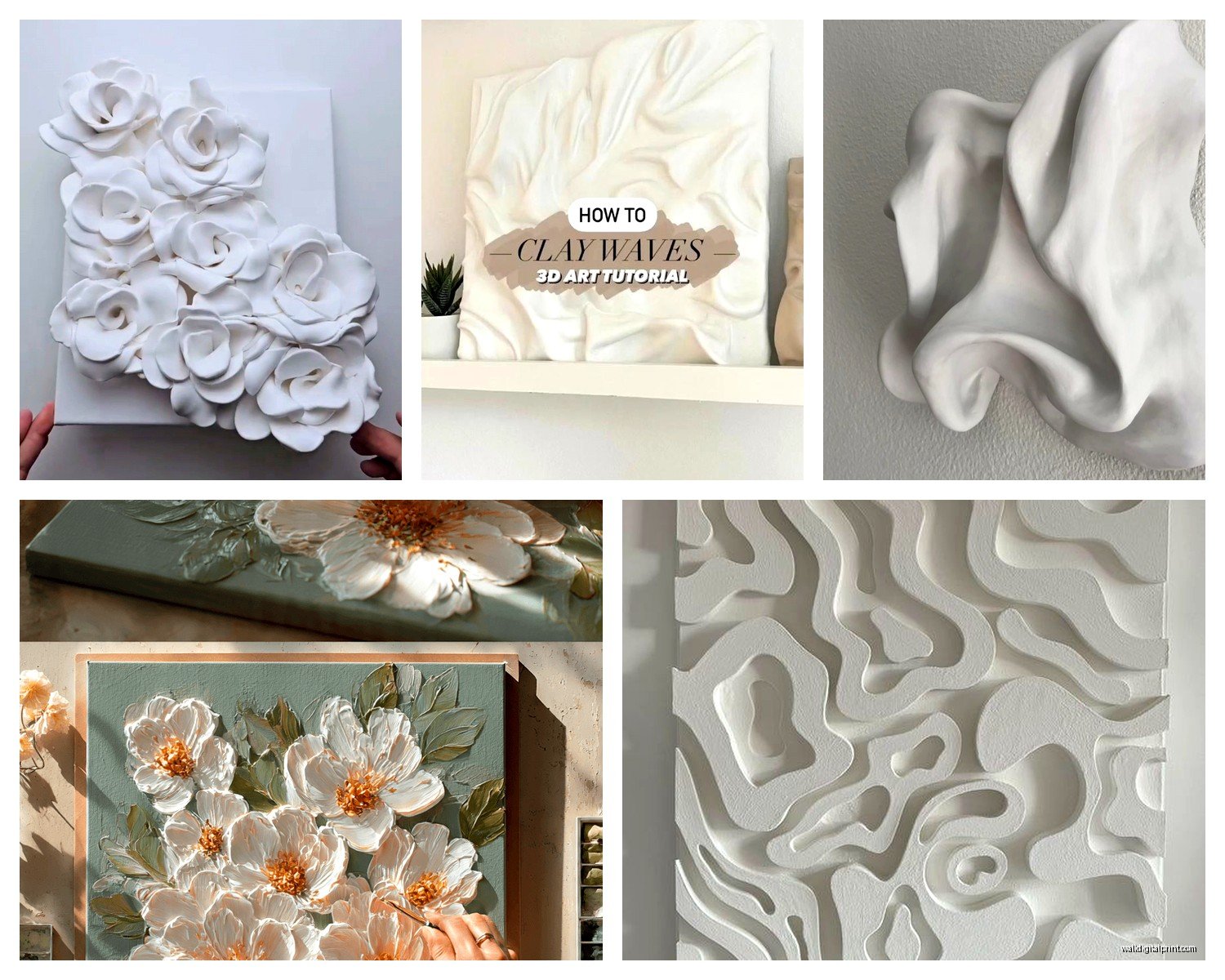 3D Plaster Wall Art: Raised Relief Sculptural Designs