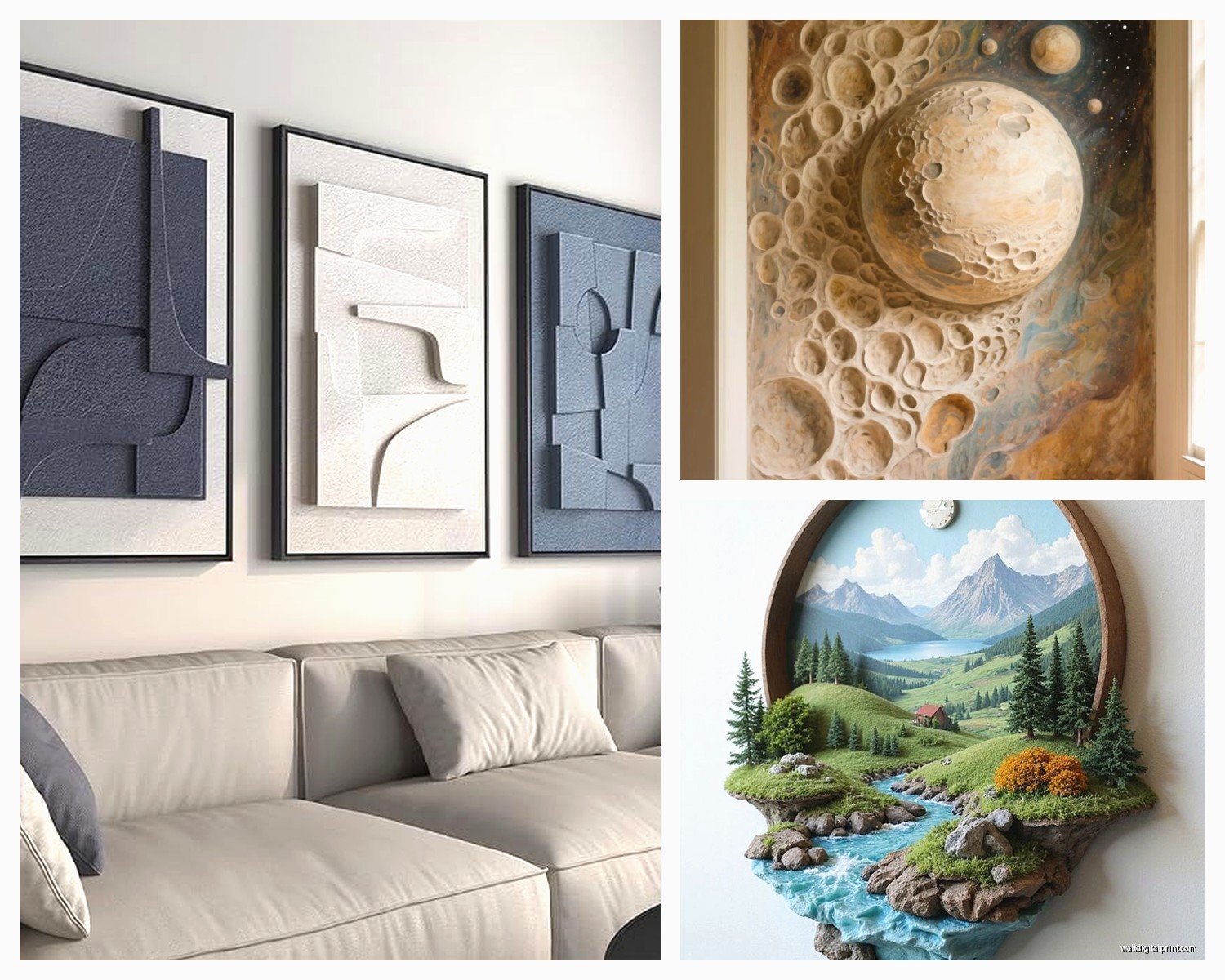 3D Wall Art Decor: Dimensional Layered Relief Designs