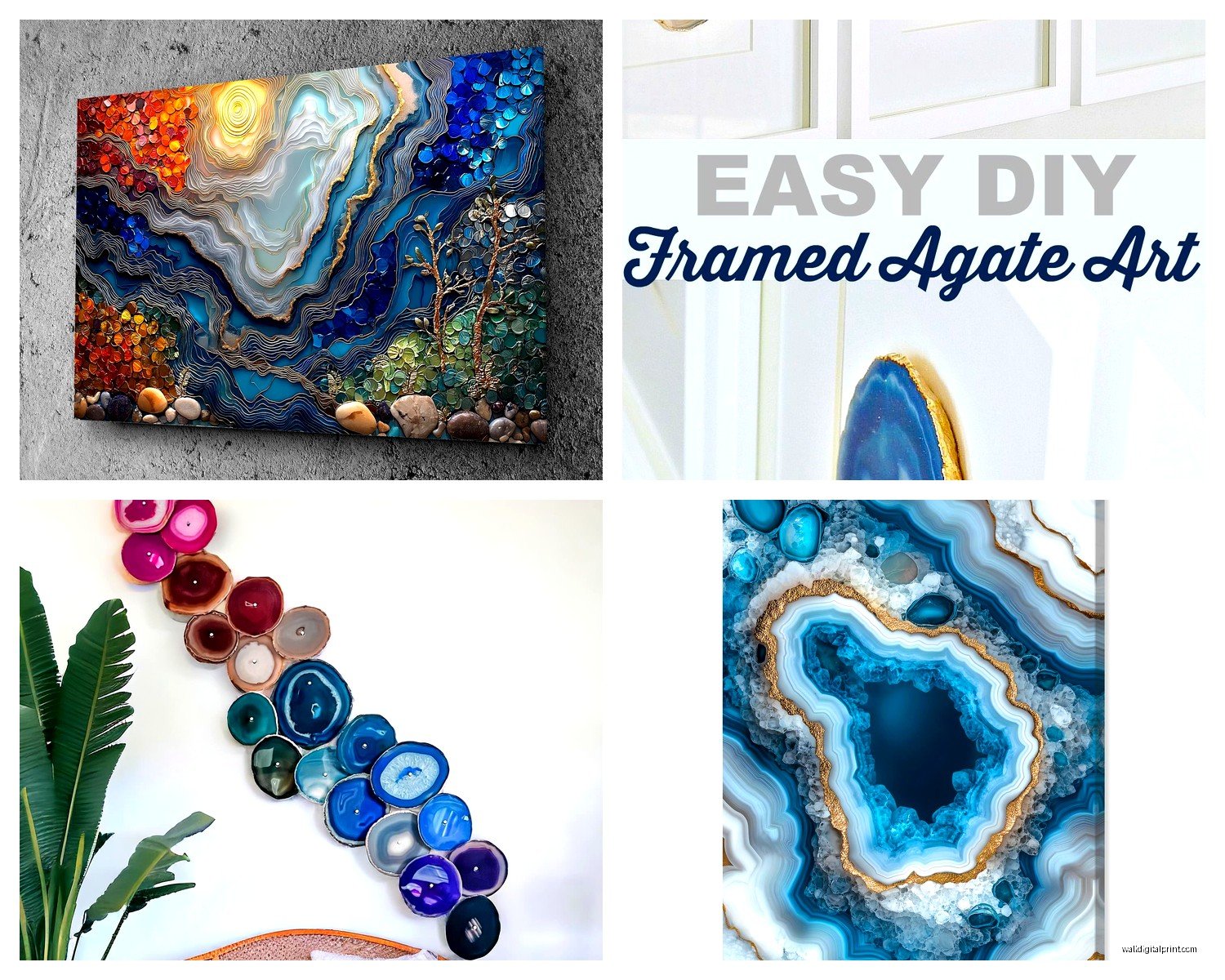 Agate Wall Art: Gemstone Crystal Slice Natural Designs