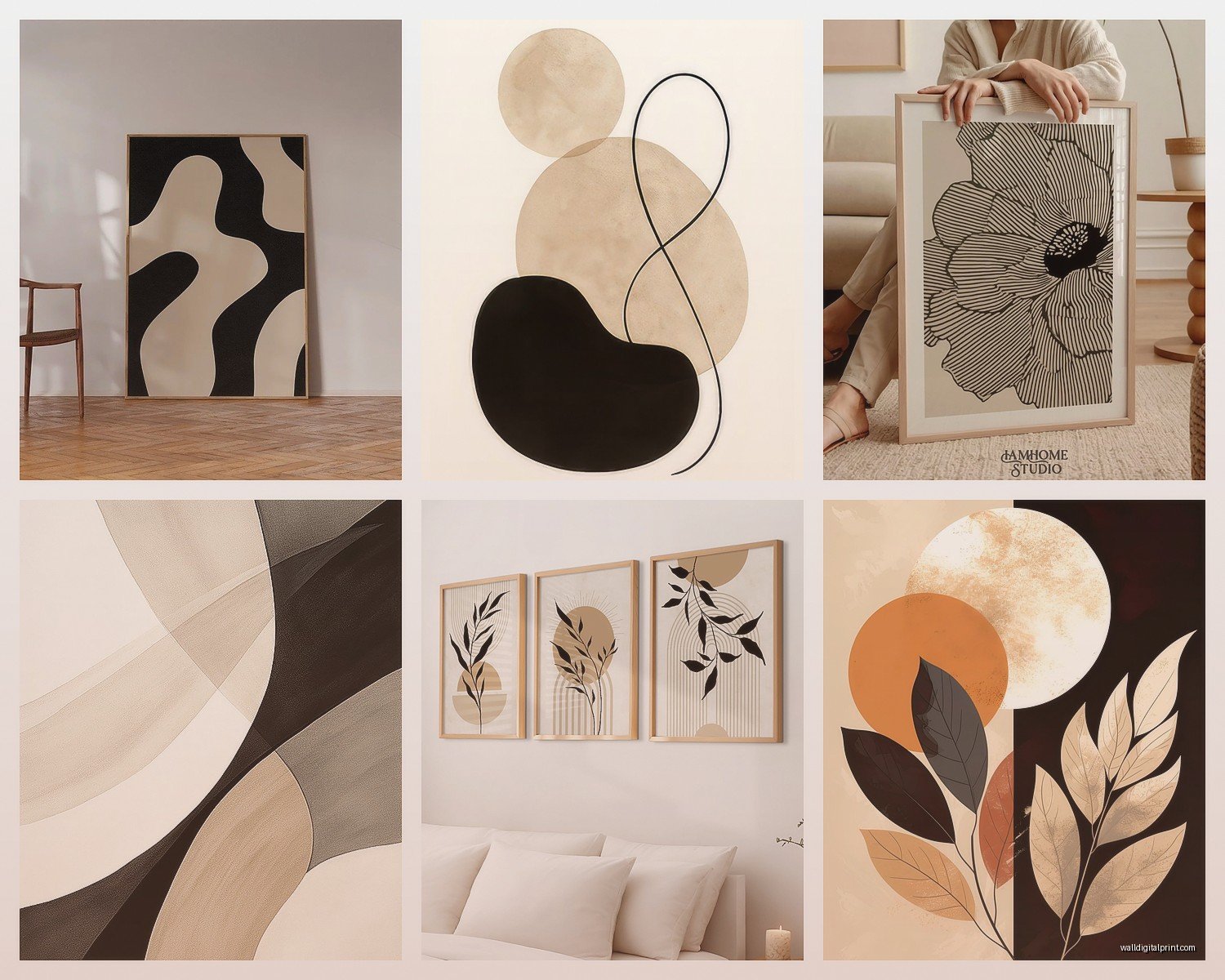 Black and Beige Wall Art: Neutral Contrast Minimalism