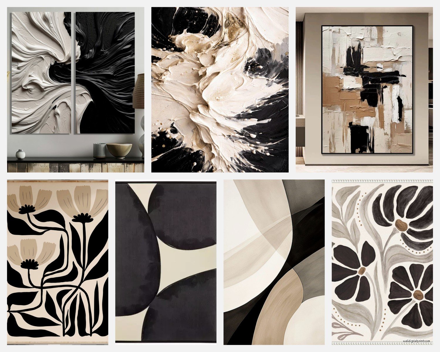 Black and Cream Wall Art: Neutral Elegant Contrast
