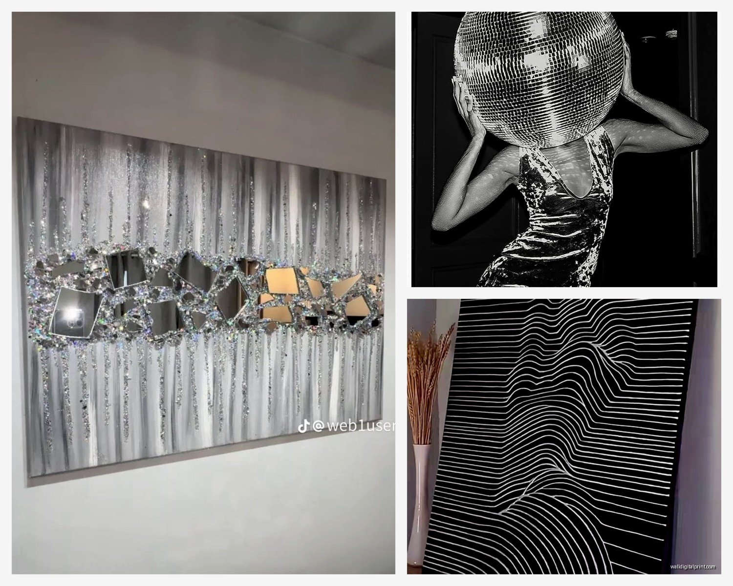 Black and Silver Wall Art: Dark Metallic Elegant Contrast