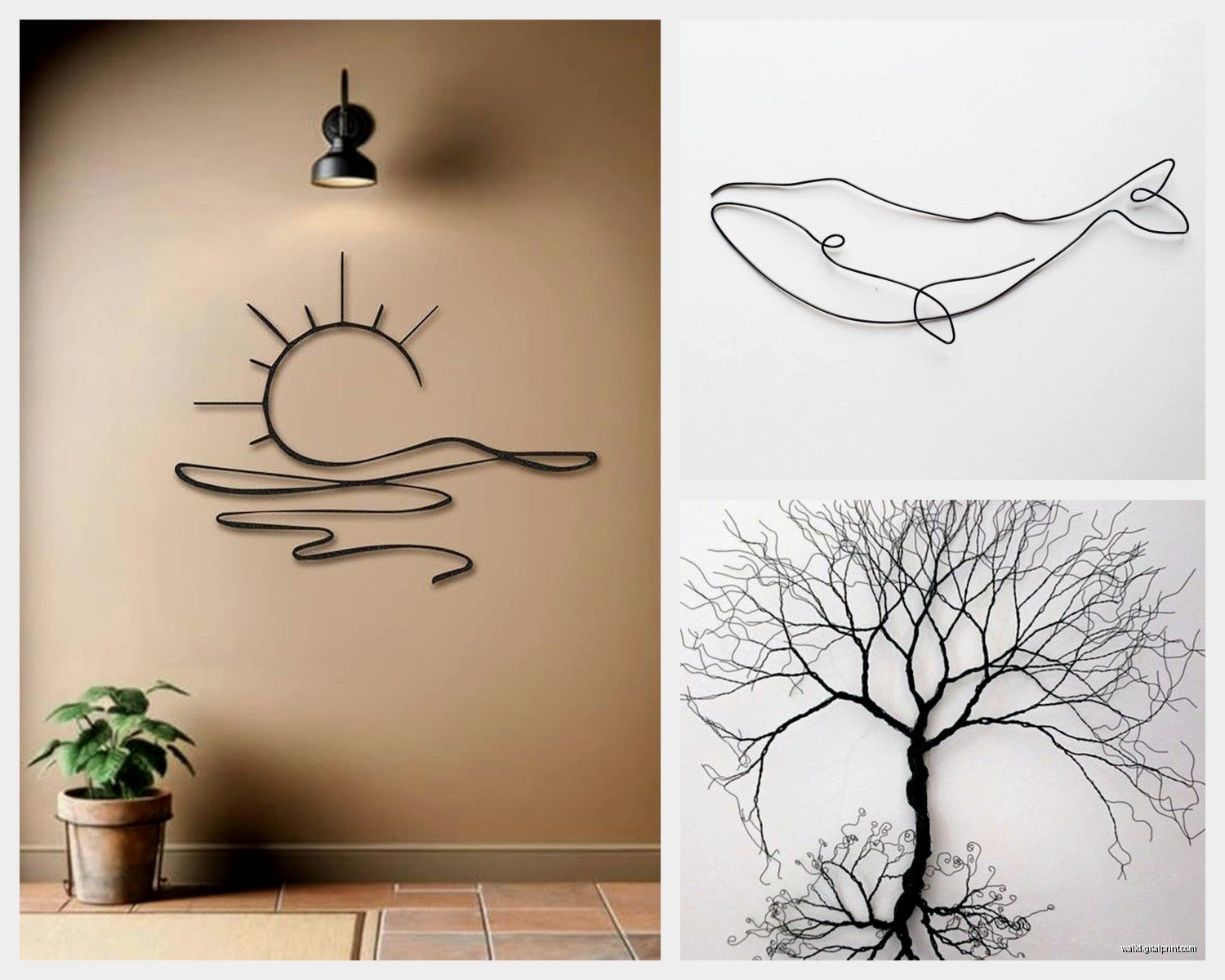 Black Wire Wall Art: Minimalist Metal Line Sculptures