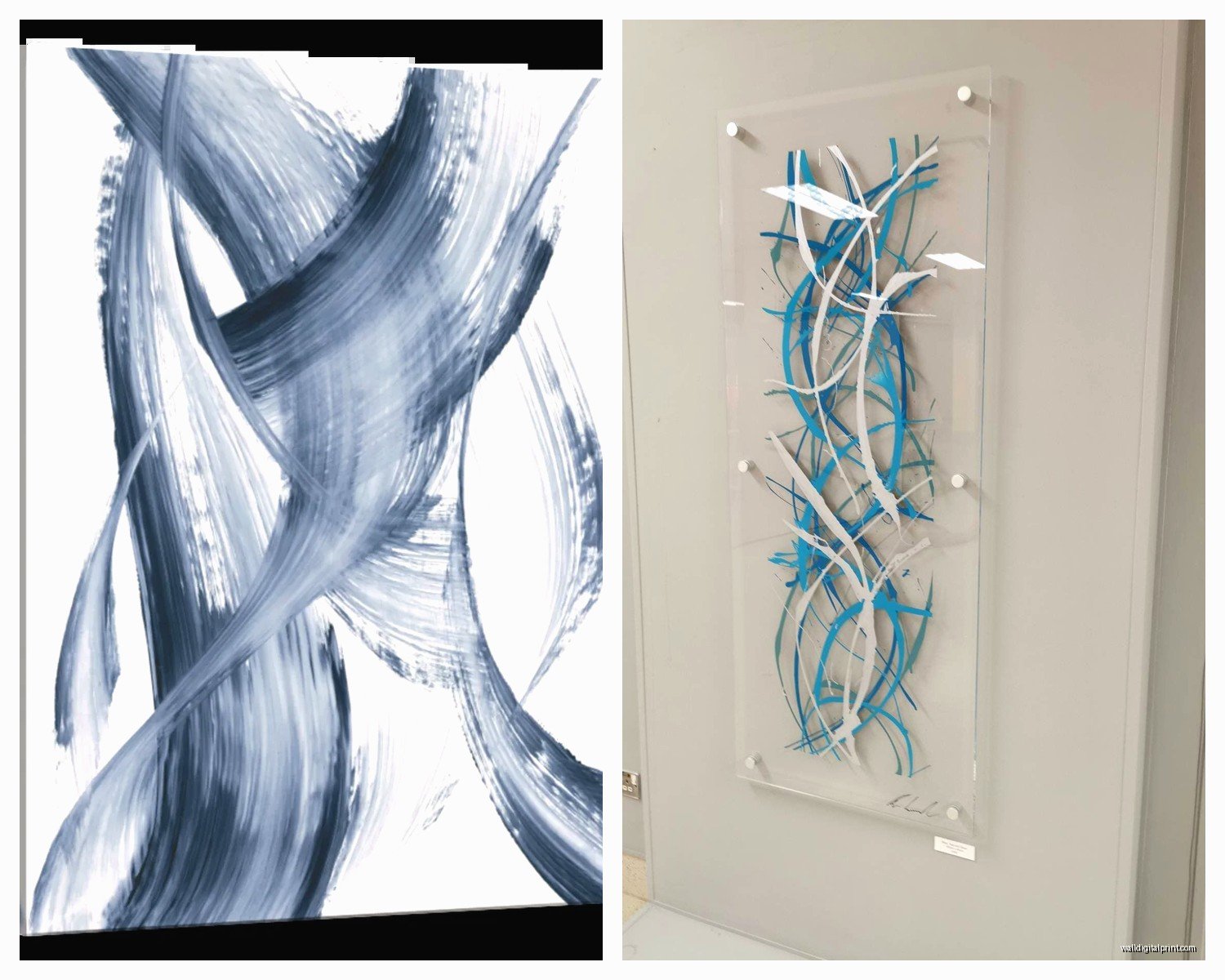 Blue and Silver Wall Art: Cool Metallic Ocean Combo