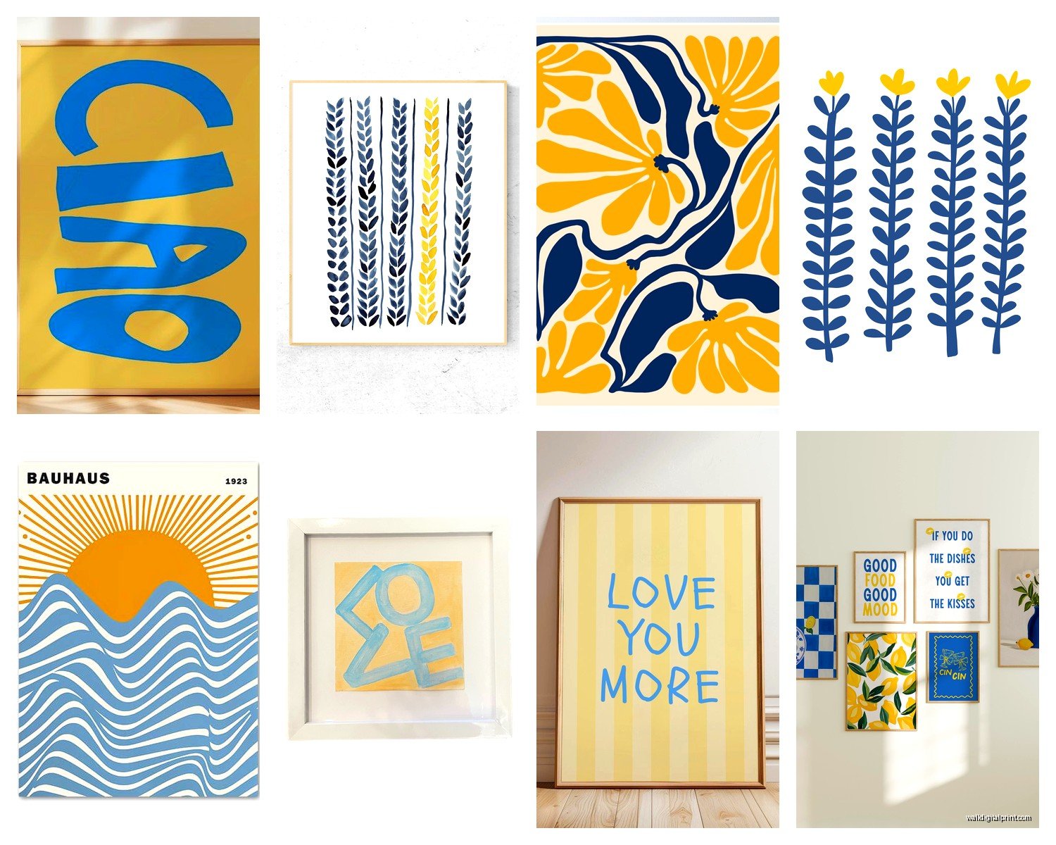 Blue and Yellow Wall Art: Complementary Contrast Combo