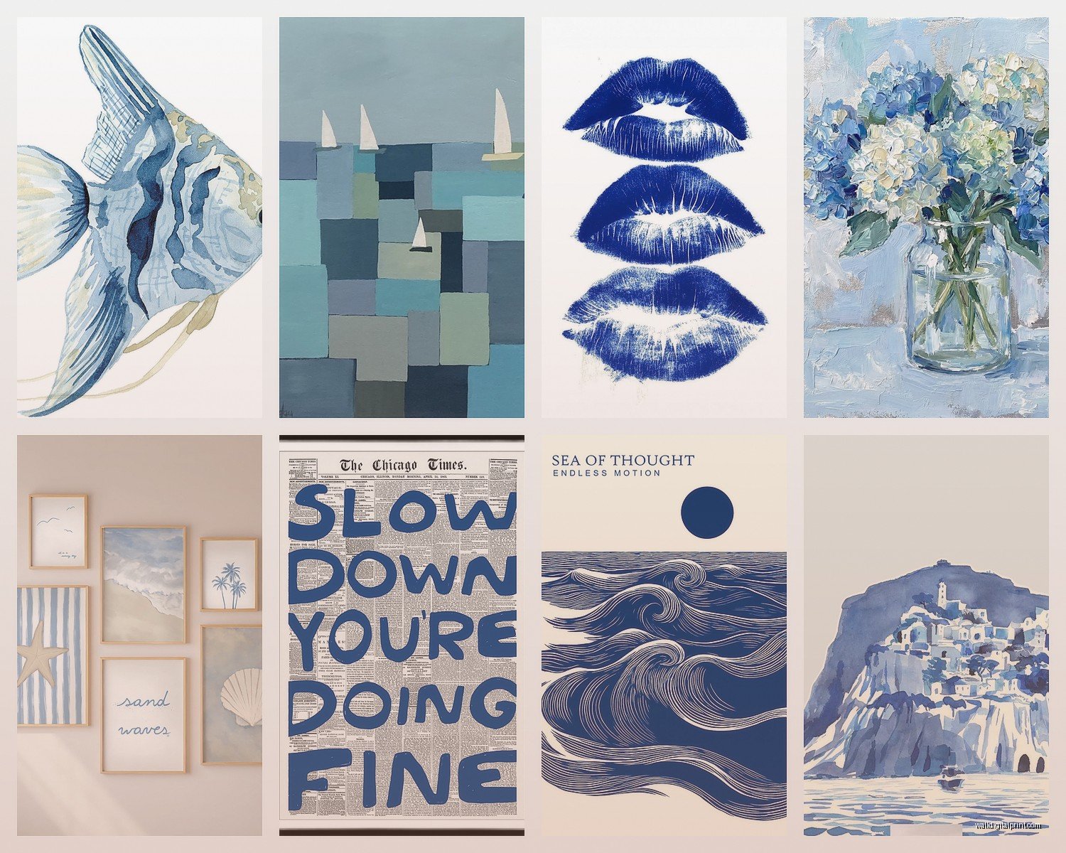 Blue Wall Art: Ocean Sky Navy to Turquoise Spectrum