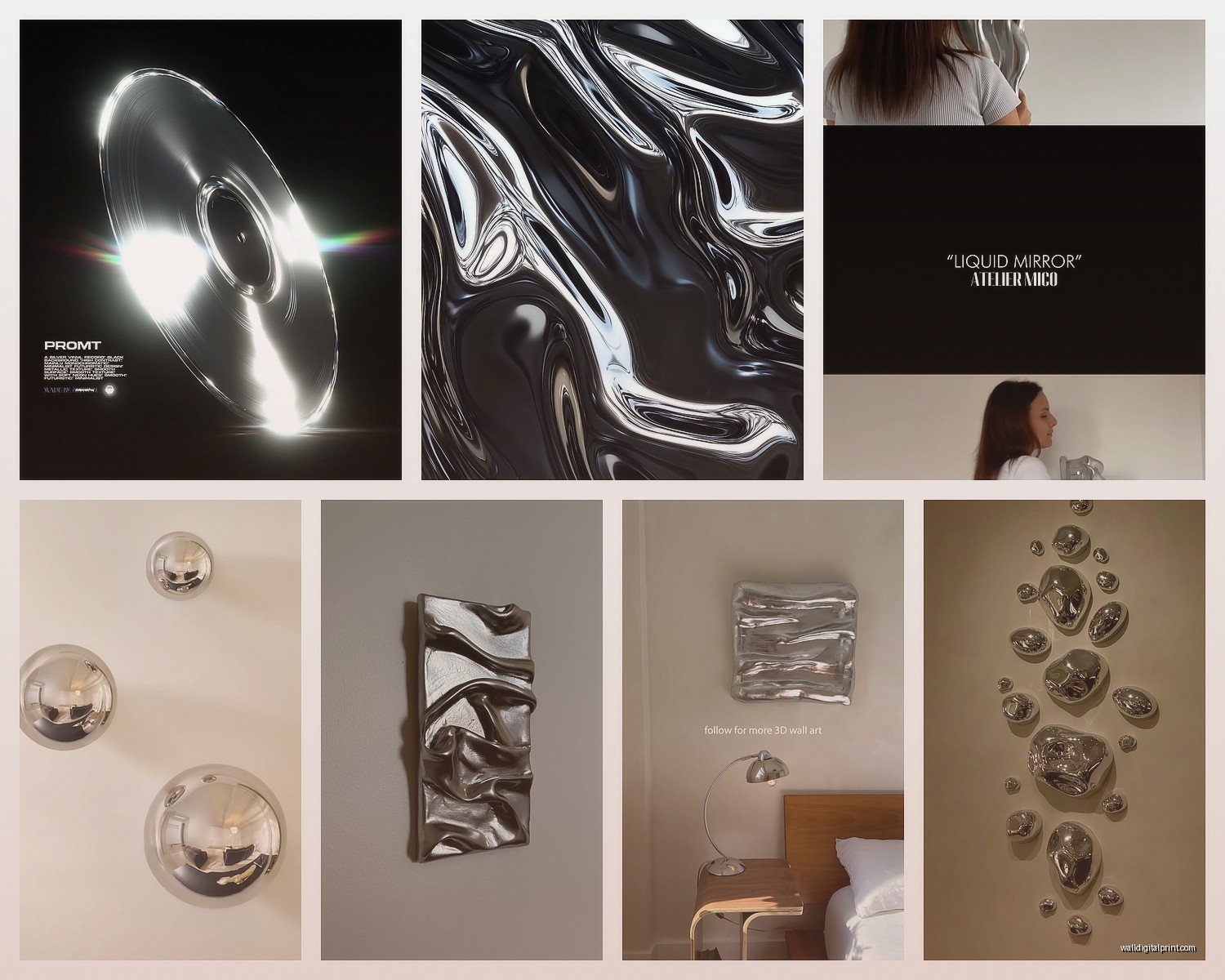 Chrome Wall Art: Shiny Metallic Modern Sculptures