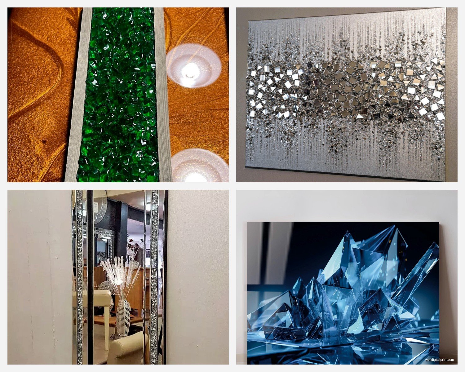 Crystal Glass Wall Art: Faceted Clear Sparkling Designs