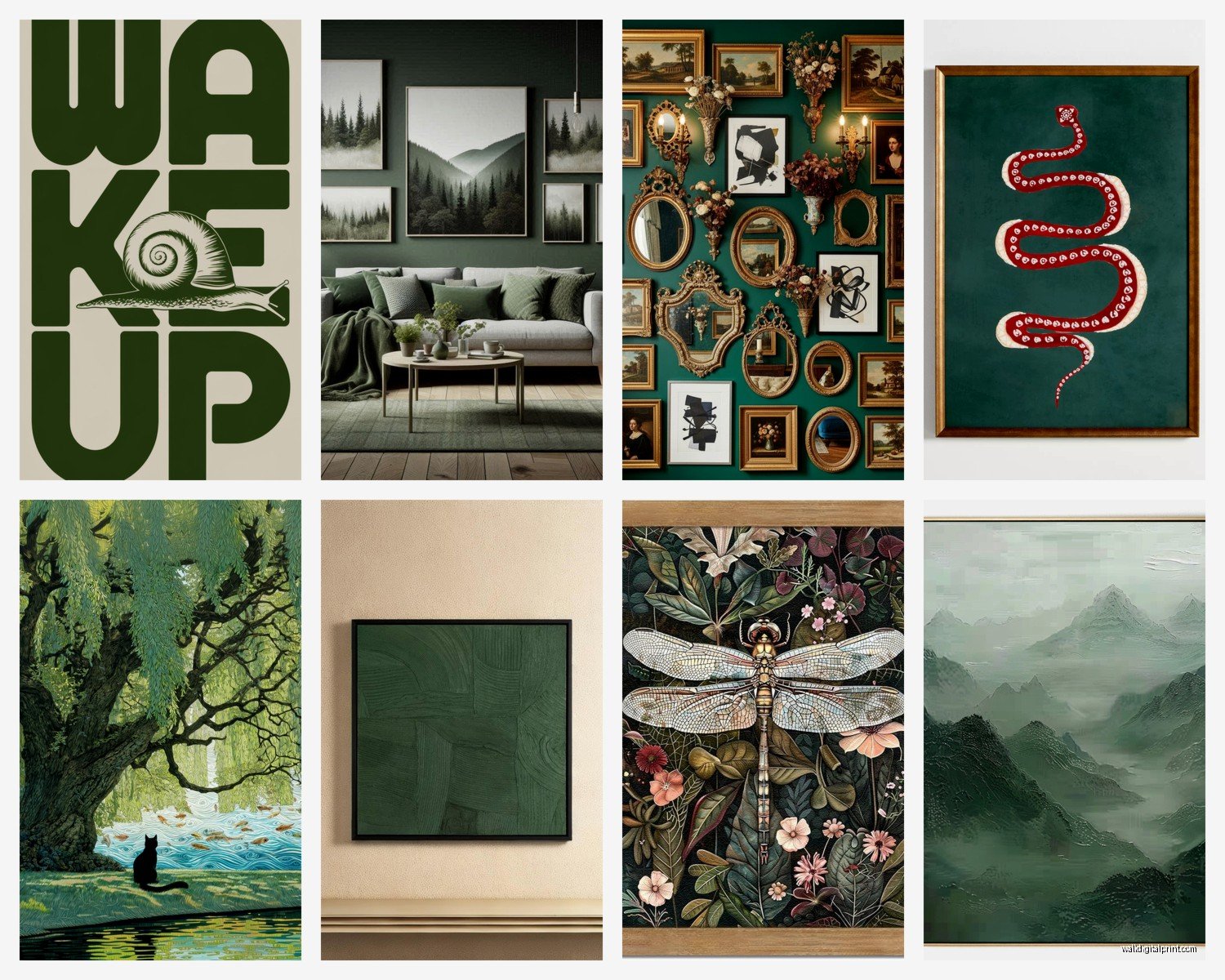 Dark Green Wall Art: Forest Hunter Emerald Deep Designs