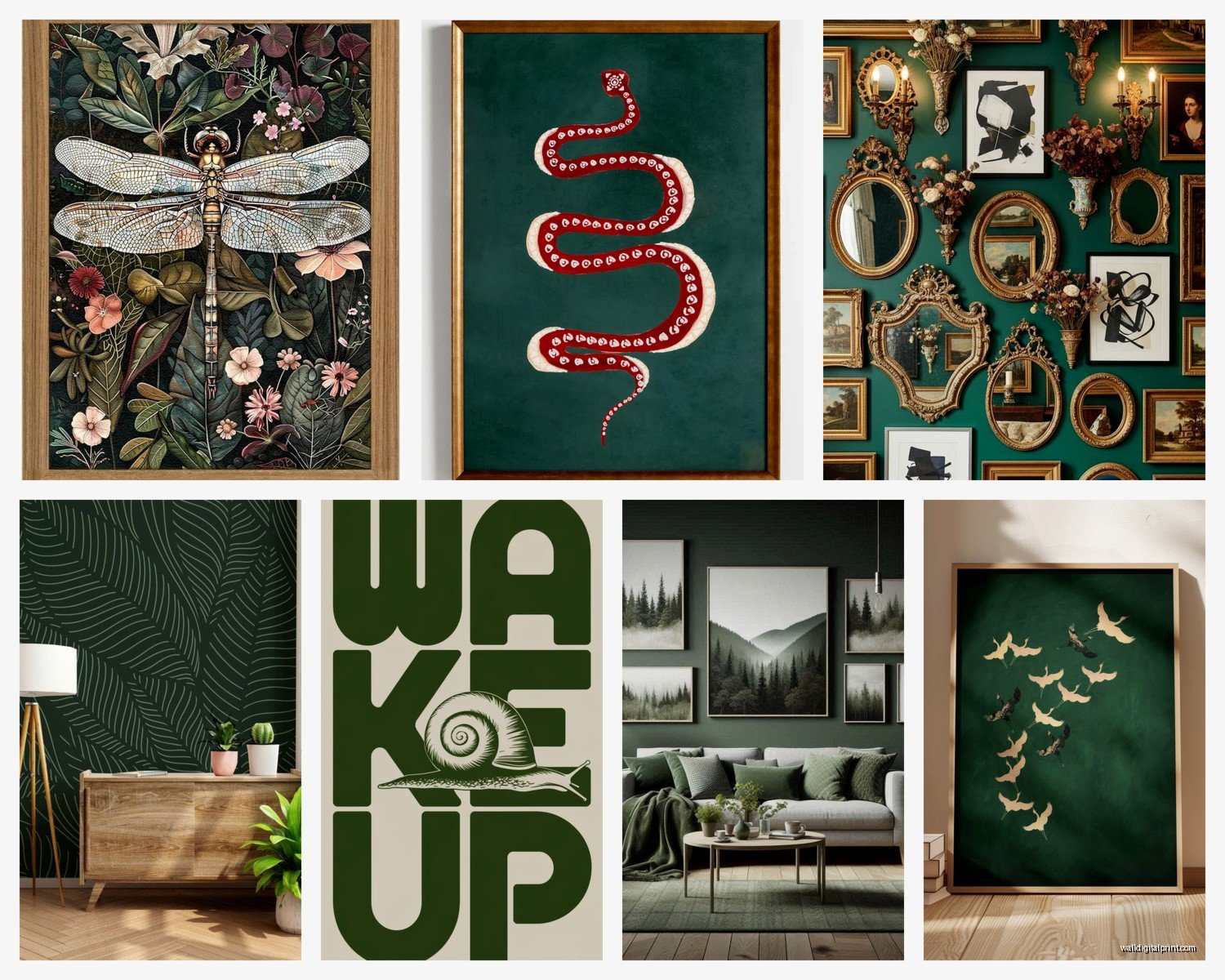 Dark Green Wall Art: Forest Hunter Emerald Deep Designs