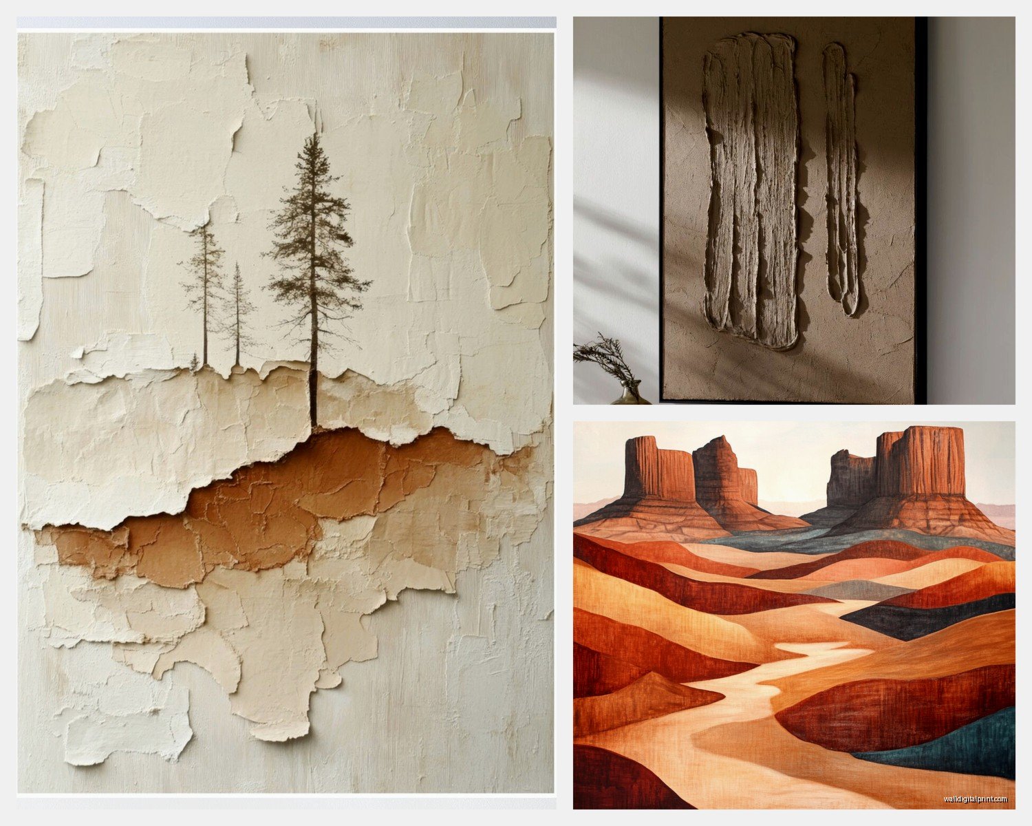 Earth Tone Wall Art: Natural Brown Beige Green Palette