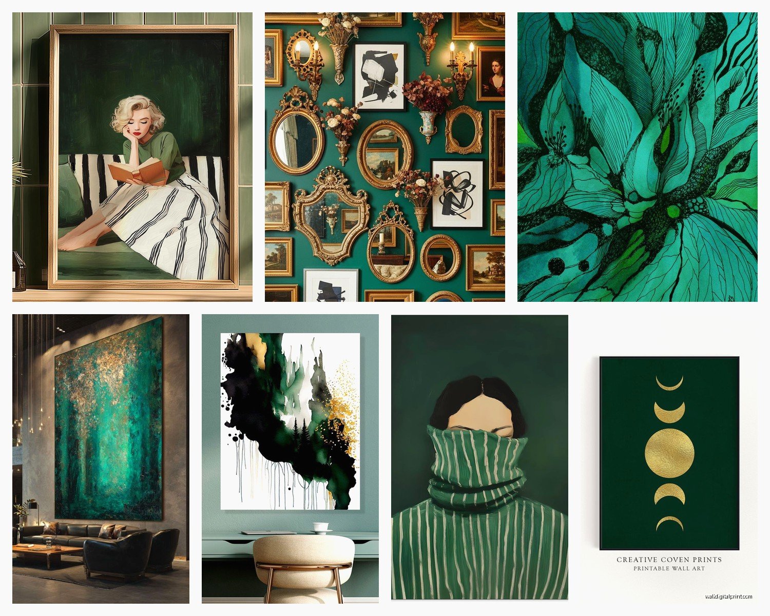 Emerald Green Wall Art: Rich Jewel Tone Luxe Designs