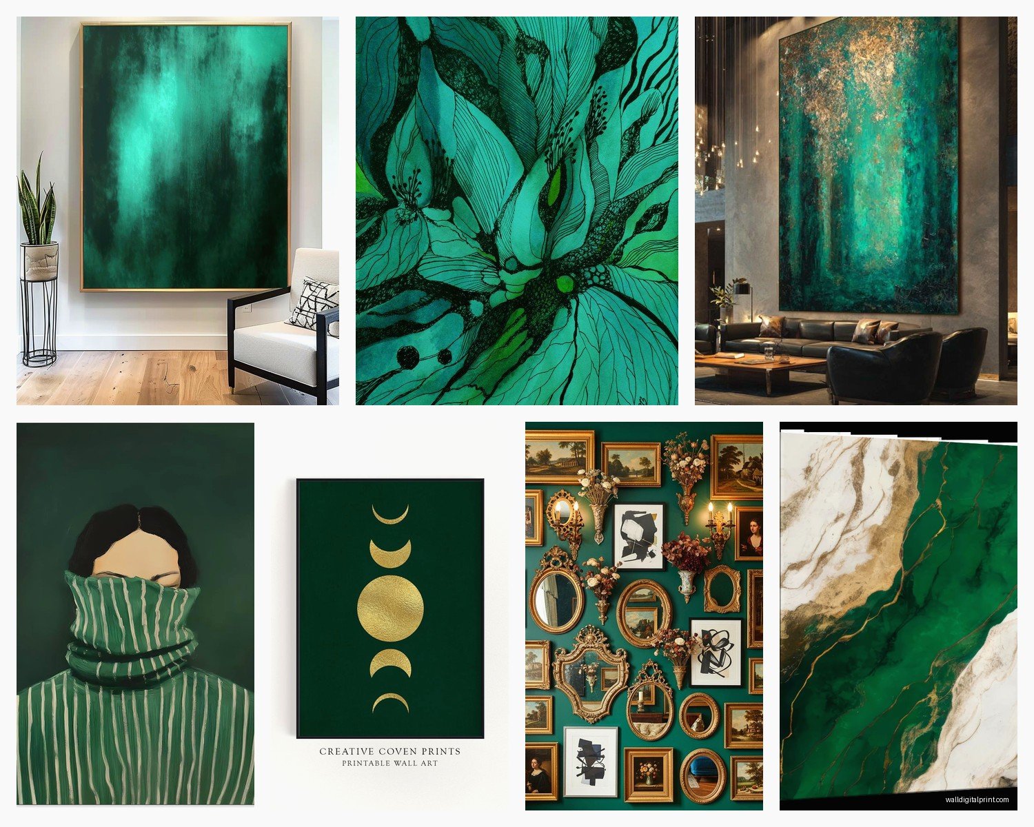 Emerald Green Wall Art: Rich Jewel Tone Luxe Designs